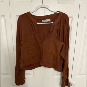 FP Beach Brown Cropped Top